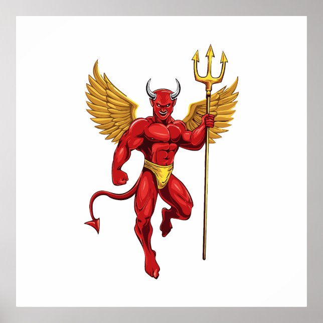 Poster Diable avec trident (Devant)