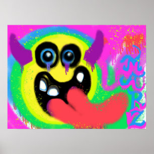 Poster Diable Rock N Roll Emoji Graffiti Heureux