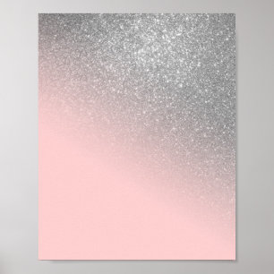 Poster Diagonal Girly Silver Blush Pink Ombre Gradient