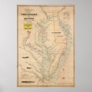 Poster Diagramme 1852 de chesapeake et de baies de