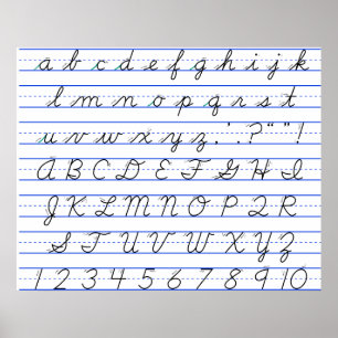 Poster Diagramme alphabétique anglais en écriture manuscr