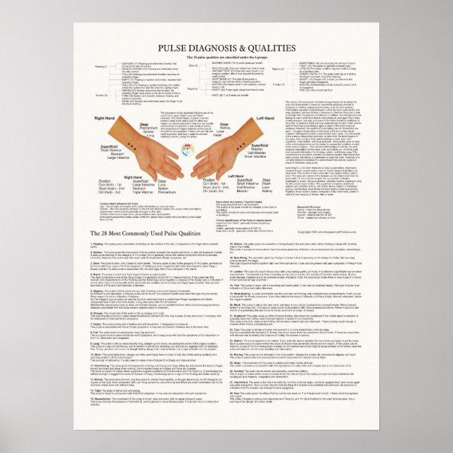 Poster Diagramme d'acupuncture du diagnostic d'impulsion (Devant)