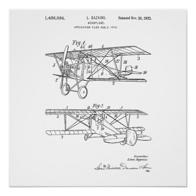 Poster Diagramme de brevet d'avion (Devant)