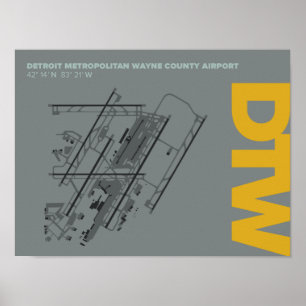 Poster Diagramme de l'aéroport de Detroit (DTW)