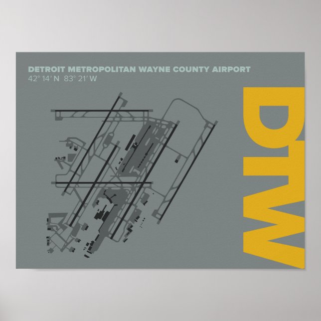 Poster Diagramme de l'aéroport de Detroit (DTW) (Devant)