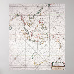 Poster Diagramme de mer à l'est de l'Inde Indonésie