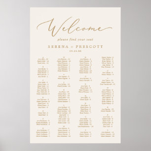 Poster Diagramme de siège alphabétique en or et en crème