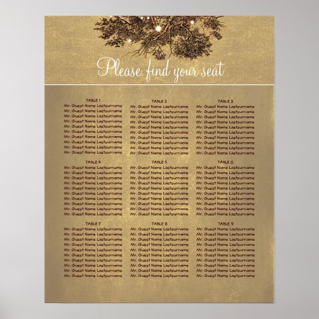 Poster Diagramme de sièges Mariages des branches de chêne (Devant)
