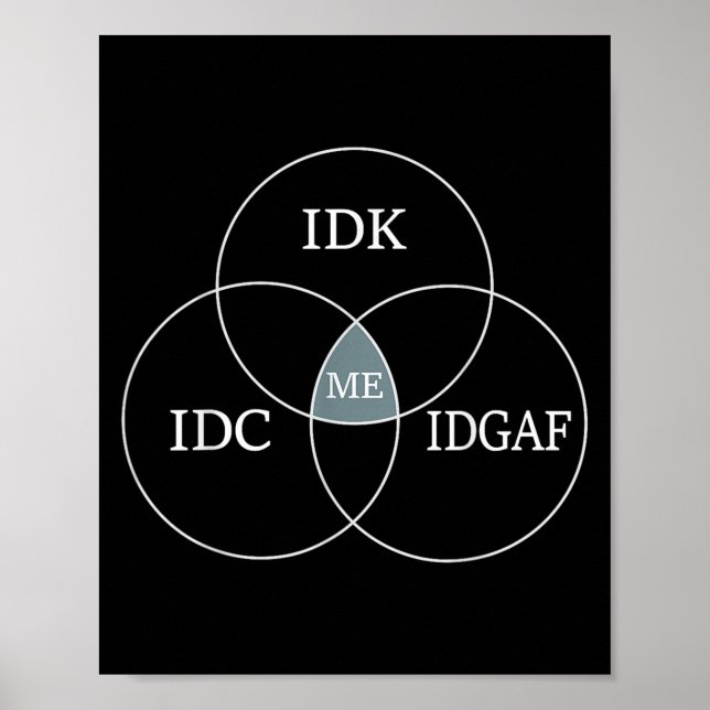 Poster Diagramme de Venn Idgaf Mème Funny Science Scifi I (Devant)