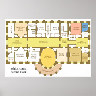 Poster Diagramme du deuxième étage de la Maison Blanche