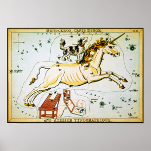 Poster Diagramme en étoile de licorne - constellation de