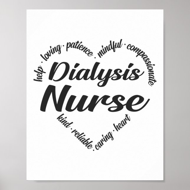 Poster Dialyse Infirmière Coeur Mot Cloud (Devant)