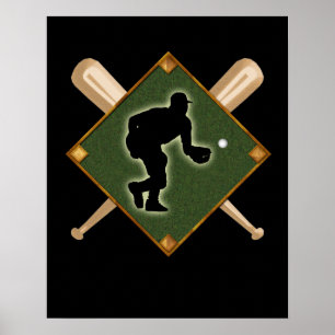 Poster Diamant de base-ball Fielding 1