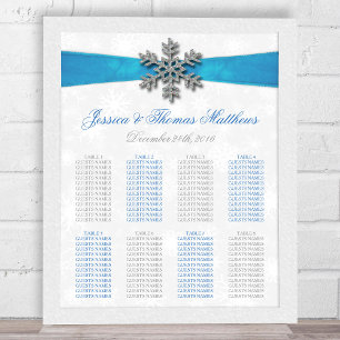 Poster Diamante Snowflake & Blue Ribbon Mariage d'hiver