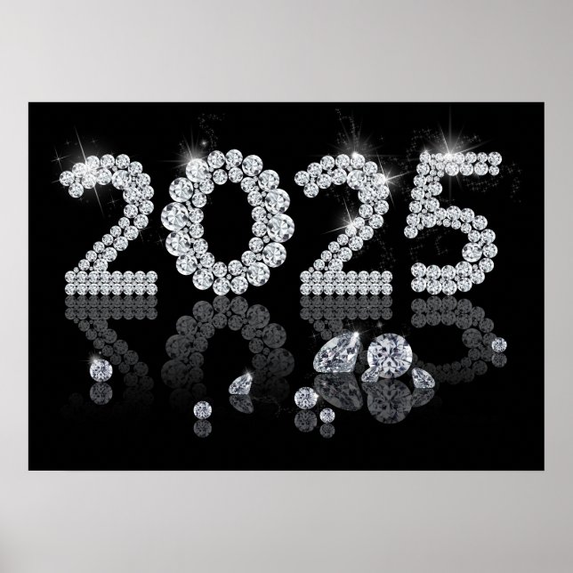 Poster Diamants brillants 2025 Nouvel An de luxe (Devant)