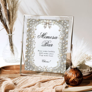 Poster Diamants et perles Douche nuptiale Mimosa Bar