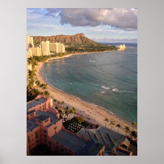 Poster Diamond Head, Waikiki Beach, Hawaii (Devant)