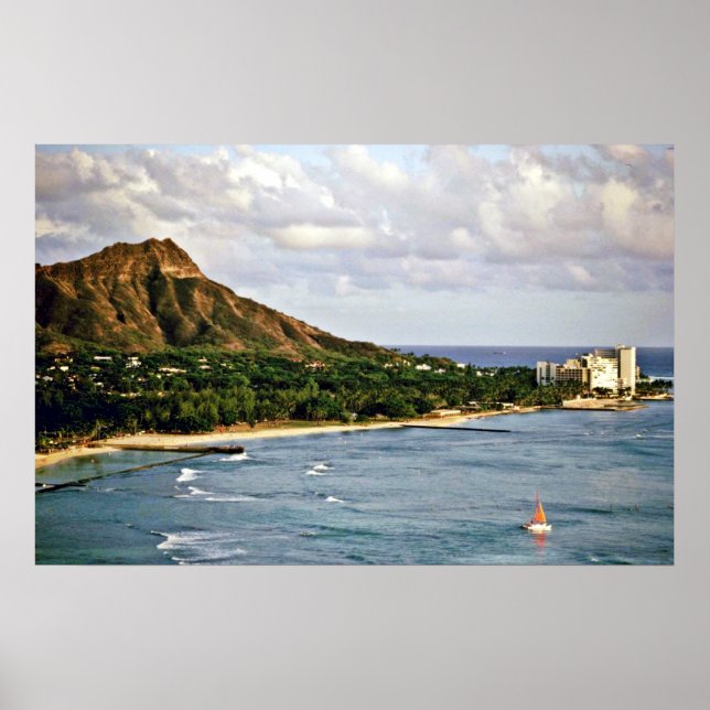 Poster Diamond Head - Waikiki Beach, Oahu (Devant)