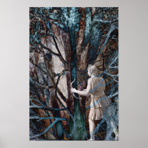 Poster Diana, déesse de la chasse, dans une forêt magique
