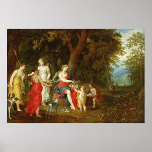 Poster Diana et ses jeunes filles, après la chasse, 1626