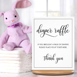 Poster DIAPER RAFFLE Billet SIGNE Baby shower noir blanc