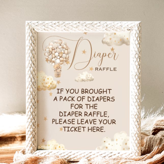 Poster Diaper Raffle Jeu Teddy Ballons d'ours ThemeSign (Créateur téléchargé)