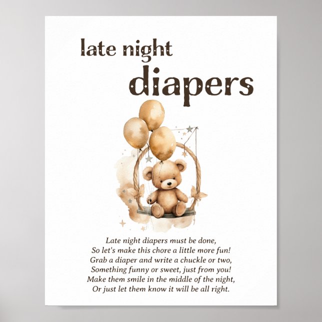 Poster Diapeurs de la nuit dernière Jeu de Baby shower ne (Devant)