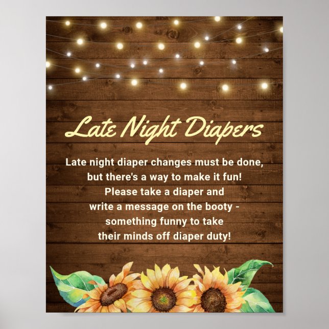 Poster Diapeurs de nuit Russe Baby shower de tournesol (Devant)