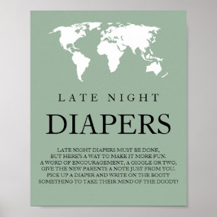 Poster Diapeurs de nuit Voyage World Map Baby shower