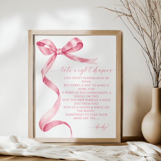 Poster Diapeurs nocturnes Baby shower de la cou rose (Créateur téléchargé)