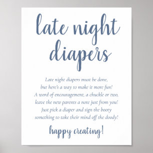 Poster Diapositives de nuit en retard d'ardoise   Baby sh