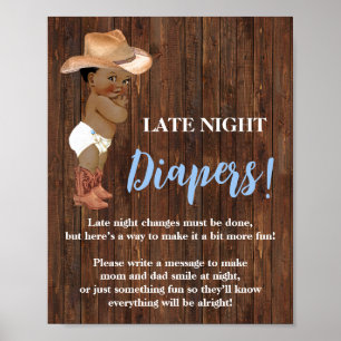 Poster Diapositives de nuit Jeu AA Cowboy Baby shower