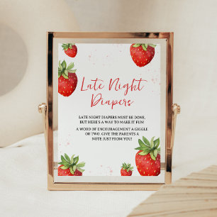 Poster Diapositives de nuit minimalistes à la fraise roug