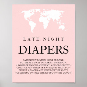Poster Diapositives de nuit Voyage Carte du monde Baby sh