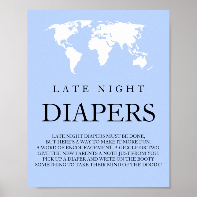 Poster Diapositives de nuit Voyage Carte du monde Baby sh (Devant)