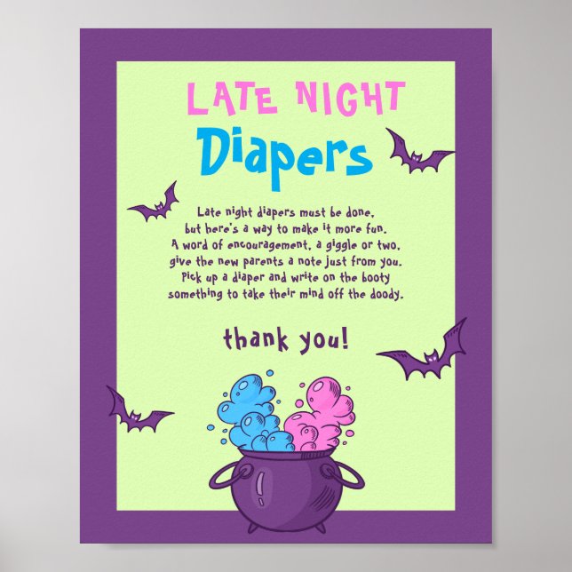 Poster Diapositives nocturnes Halloween Baby shower Jeu (Devant)