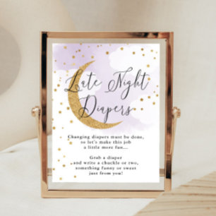 Poster Diapositives nocturnes Purple Gold Baby shower Jeu