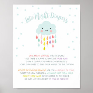 Poster Diapositives nocturnes signent Cloud Raindrops Rai
