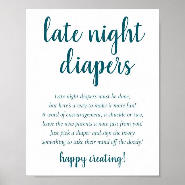 Poster Diapositives simples de nuit tardive | Baby shower (Devant)
