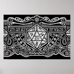 Poster Dice Deco D20 pour Objets Sombres