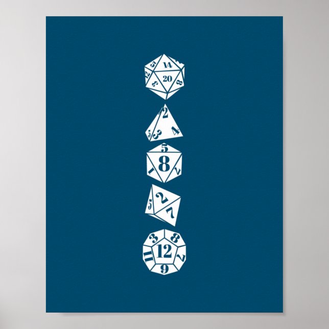 Poster Dice w20 w12 w8 table RPG rôle de géométrie de jeu (Devant)