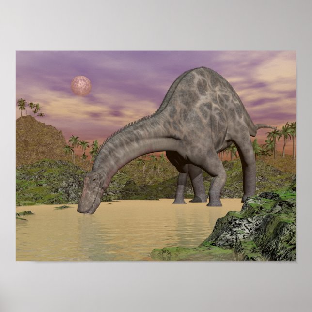 Poster Dicraeosaurus dinosaure boisson - rendu 3D (Devant)