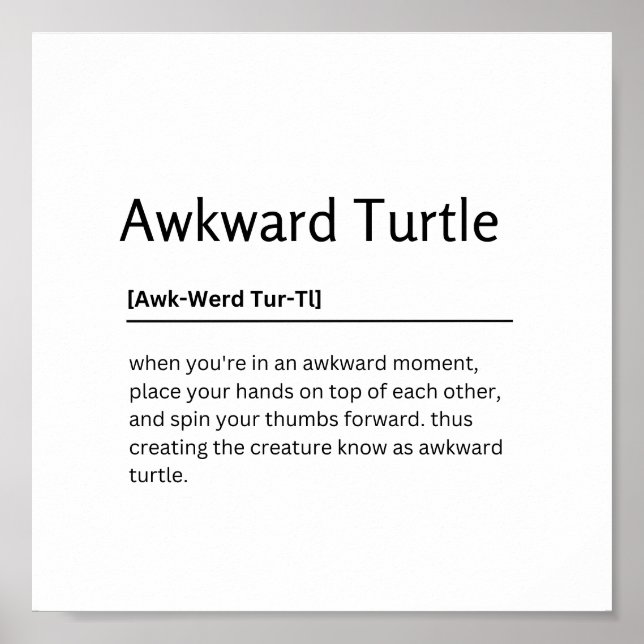 Poster Dictionnaire De Tortue Awkward Définition Drôle Ci (Devant)