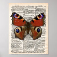 Dictionnaire français vintage avec papillon Peacoc