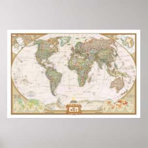 Poster " Die Welt : 2015/heute - Detaillierte Weltkarte..