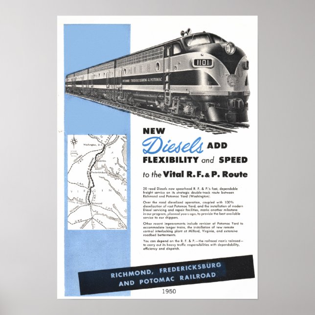 Poster Diesels ferroviaires pour la route Vital R.F. & P. (Devant)