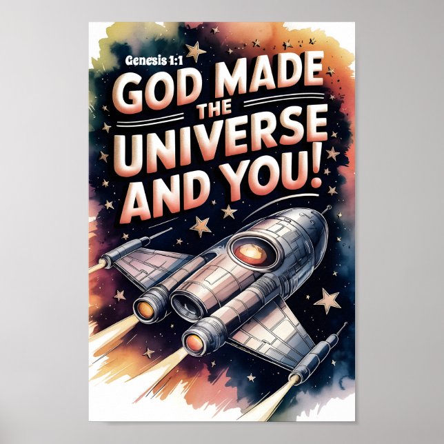 Poster Dieu a fait l'univers chrétien pour enfants (Devant)
