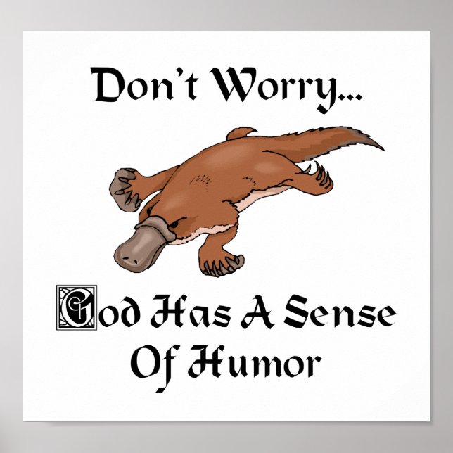 Poster Dieu A Un Sentiment D'Humour - Funny Platypus (Devant)