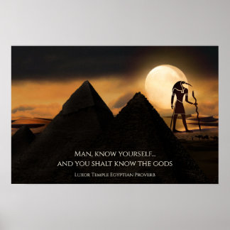 Poster Dieu antique égyptien Thoth, Pyramides et proverbe