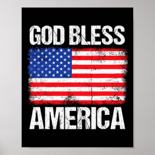 Poster Dieu Béni Amérique Patriotique Joyeux 4 juillet Po